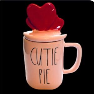 Rae Dunn Cutie Pie Artisan Collectors Mug with Hearts Topper